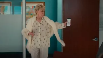 Adam Lippes Women's Floral Print Crepe De Chine Button-Front Shirt worn by Deborah Vance (Jean Smart) as seen in Hacks (S04E07)