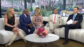 Lela Rose Medallion Floral-Print Poplin Midi Dress worn by Savannah Guthrie as seen in Today on May 15, 2025
