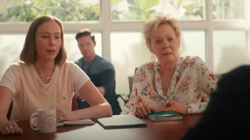 Rosetta Getty Scarf Neck Floral Shirt worn by Deborah Vance (Jean Smart) as seen in Hacks (S04E08)