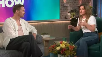 Magliano Floral Embroidered Knit Cardigan worn by Alexander Skarsgård as seen in The Kelly Clarkson Show on May 15, 2025