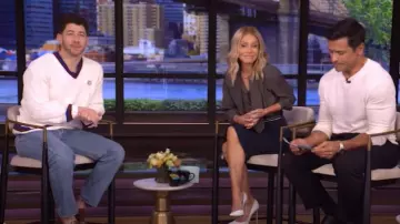 Bode Tennis Cotton Sweater worn by Nick Jonas as seen in LIVE with Kelly and Mark on May 15, 2025