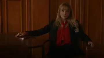 Alexander McQueen Women's Stacked Shoulder Single-Breasted Jacket in Black worn by Carla Marino (Rebecca De Mornay) as seen in NCIS (S22E20)