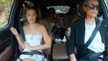 Are You Am I White Silk Lace-Trim Sleeveless Mini Dress worn by Lexi Wood as seen in Summer House (S09E14)
