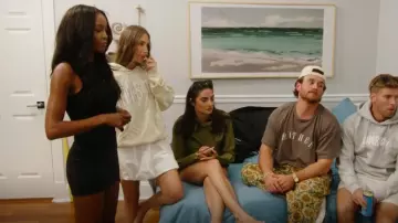 Peppermayo Black Knit Mini Skirt worn by Ciara Miller as seen in Summer House (S09E14)