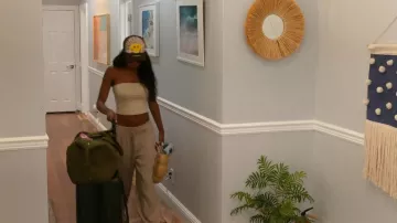 H&M Beige Drawstring Linen Pants worn by Ciara Miller as seen in Summer House (S09E14)