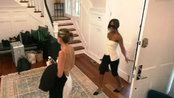 Chanel Black Cap Toe Pearl Heel Stiletto Mules worn by Gabby Prescod as seen in Summer House (S09E14)