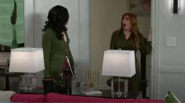 All Saints Lexi Dress in Rifle Green worn by  Pamela Curtis (Cady McClain) as seen in Beyond the Gates (S01E38)