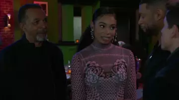 AFRM Shailene Dress in Pink Petal worn by  Chelsea Hamilton(Rhonnirose Mantilla) as seen in Beyond the Gates (S01E39)