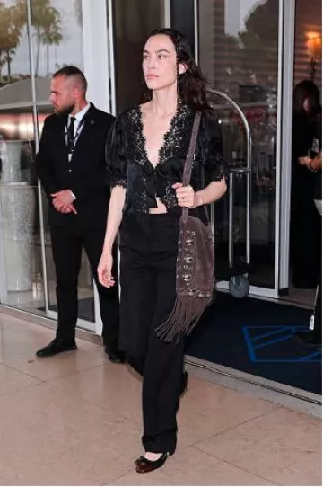 Valentino Valet Du Roi Kid Slingback Ballerina 25Mmm worn by Alexa Chung in Cannes on May 16, 2025