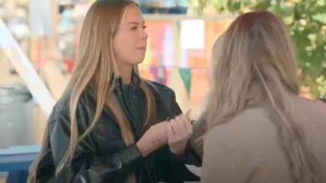 Lioness Black Faux Leather Bomber Jacket worn by Mayci Neeley as seen in The Secret Lives of Mormon Wives (S02E03)