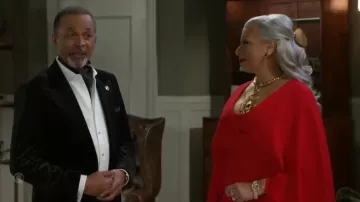 Halston Olaya Fluid Crepe Gown worn by Anita Dupree (Tamara Tunie) as seen in Beyond the Gates (S01E45)