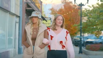 Miss Selfridge Light Pink Bow Detail Cardigan worn by Whitney Leavitt as seen in The Secret Lives of Mormon Wives (S02E05)