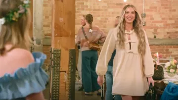 Bohme Beige Bow Front Long Sleeve Mini Dress worn by Mayci Neeley as seen in The Secret Lives of Mormon Wives (S02E05)