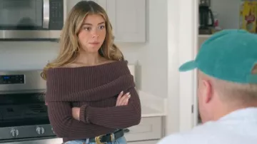 Asos Brown Ribbed Knit Fold Over Sweater worn by Jen Affleck as seen in The Secret Lives of Mormon Wives (S02E05)