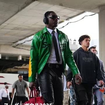 Damar Hamlin arriving at the Super Bowl LIX in New Orleans. of Damar Hamlin on the Instagram account @gqjapan