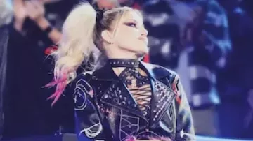 WWE Alexa Bliss Friends for Eternity Black Leather Jacket used by Alexa Bliss (Alexa Bliss) in WWE Royal Rumble 2025