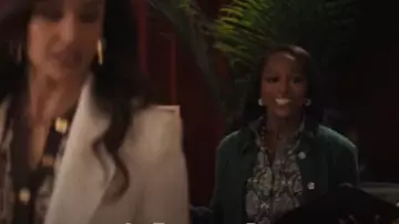 Talbots Modern Classic Shirt - Spring Trellis in Heritage Green / Blue Multi worn by Catherine (Aja Naomi King) as seen in Grosse Pointe Garden Society (S01E11)