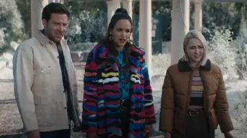 Karl Lagerfeld Paris Multicolor Faux Fur Coat worn by Birdie (Melissa Fumero) as seen in Grosse Pointe Garden Society (S01E13)