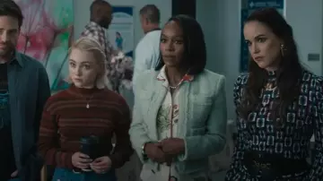 Red Valentino Floral-Print Silk-Crepe Shirt worn by Catherine (Aja Naomi King) as seen in Grosse Pointe Garden Society (S01E13)