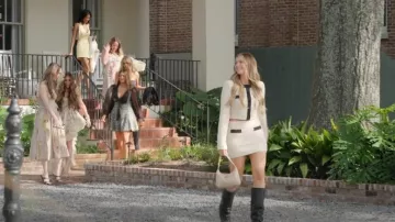 Majorelle White Contrast Trim Knit Mini Skirt worn by Mayci Neeley as seen in The Secret Lives of Mormon Wives (S02E09)