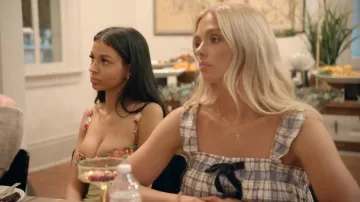 Urban Outfitters White Blue Plaid Bow Mini Dress worn by Miranda Hope as seen in The Secret Lives of Mormon Wives (S02E09)
