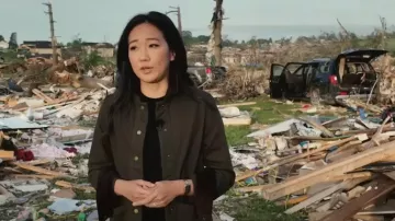 The Normal Brand Margaret Jacket in alpine worn by Kathy Park as seen in Today on May 19, 2025