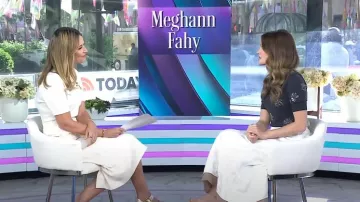 Theory Military Midi Dress in Admiral Crepe worn by Savannah Guthrie as seen in Today on May 19, 2025