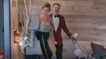 Asos Grey Printed Puff Sleeve Velvet Bow Mini Dress worn by Whitney Carson as seen in The Secret Lives of Mormon Wives (S02E10)