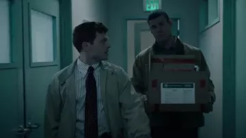 Brooks Brothers Jacket Mens Extra Large Beige Down Bomber Coat worn by Special Agent Bernard 'Randy' Randolf (Caleb Foote) as seen in NCIS: Origins (S01E14)