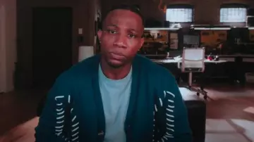 Native Youth Lance Stitched Cardigan worn by Zeke Wallace (Arlen Escarpeta) as seen in Found (S02E22)