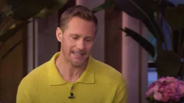 The Elder Statesman Nora Lite Cotton Cardigan worn by Alexander Skarsgård as seen in LIVE with Kelly and Mark on  May 16, 2025