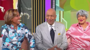 Hinson Wu Halsey Long Sleeve Pop Art Flower Shirt worn by Robin Roberts as seen in Tamron Hall Show on May 16, 2025