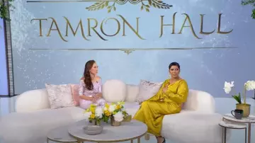 Norma Kamali Maria Draped Satin Gown worn by Tamron Hall as seen in Tamron Hall Show on May 20, 2025