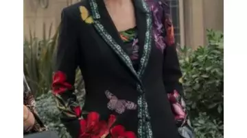 Floral Butterfly Print Coat worn by Deborah Vance (Jean Smart) in Hacks (S04)