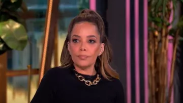 Rabanne Chain Necklace Short-Sleeve Sweater worn by Sunny Hostin as seen in The View on May 21, 2025