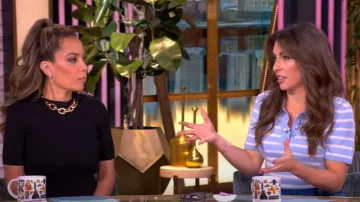 Veronica Beard Brandt Striped Cashmere Polo Sweater worn by Alyssa Farah Griffin as seen in The View on May 21, 2025