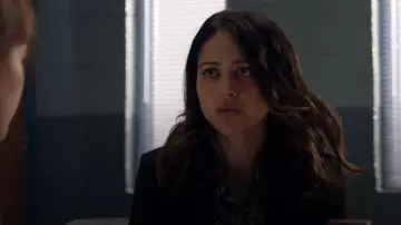 Favorite Daughter Take Me Seriously Snakeskin Shirt worn by Angela Lopez (Alyssa Diaz) as seen in The Rookie (S07E10)