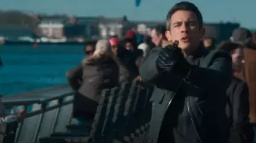 Alex Mill Dean Bomber Jacket In Wool In Charcoal worn by Stuart Scola (John Boyd) as seen in FBI (S07E19)