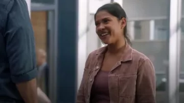 L'Agence - Janelle Dusty Pink Slim Fit Denim Jacket worn by Celina Juarez (Lisseth Chavez) as seen in The Rookie (S07E11)