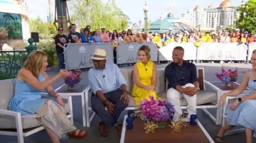 Celine Polly Wedge Mule in Calfskin worn by Jenna Bush Hager as seen in Today on May 21, 2025