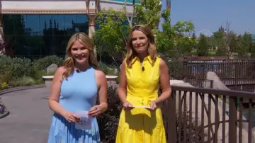 Alémais Anouk Midi Dress in Sky worn by Jenna Bush Hager as seen in Today on May 21, 2025
