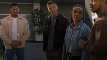 AG Jeans Alix Zip Denim Jacket worn by Nyla Harper (Mekia Cox) as seen in The Rookie (S07E14)
