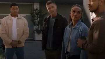 AG Jeans Alix Zip Denim Jacket worn by Nyla Harper (Mekia Cox) as seen in The Rookie (S07E14)