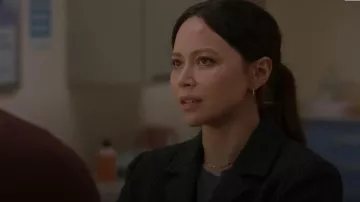 Theory Boxy Crop Wool-Blend Patch Jacket worn by Angela Lopez (Alyssa Diaz) as seen in The Rookie (S07E14)