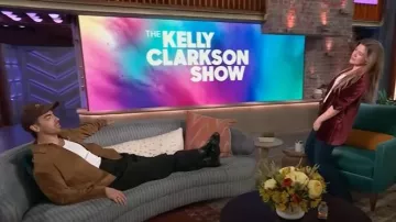 Nili Lotan Majorca Suede Trucker Jacket worn by Joe Jonas as seen in The Kelly Clarkson Show on May 20, 2025