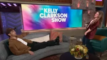 Nili Lotan Majorca Suede Trucker Jacket worn by Joe Jonas as seen in The Kelly Clarkson Show on May 20, 2025
