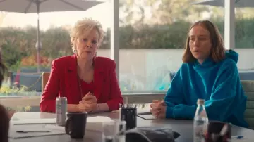 Ladies' Fashionable Casual Long Sleeved Round Neck Hooded Solid Color Hoodie worn by Ava (Hannah Einbinder) as seen in Hacks (S04E09)