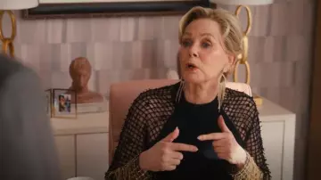 Pamella Roland Fringe Net Crepe Cocktail Dress worn by Deborah Vance (Jean Smart) as seen in Hacks (S04E09)