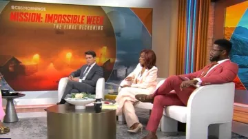 Me + Em Pantalon fuselé léger sur mesure porté par Gayle King tel qu’on le voit dans CBS Mornings le 20 mai 2025