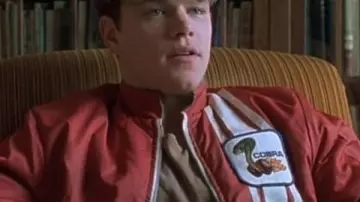Good Will Hunting Matt Damon Red Cobra Jacket worn by Will Hunting (Matt Damon) in Good Will Hunting